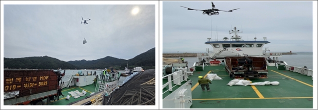 사용 드론 : 1종 사용(2대 사용) / 적재량(20kg~30kg) 탑재  / 인천시청