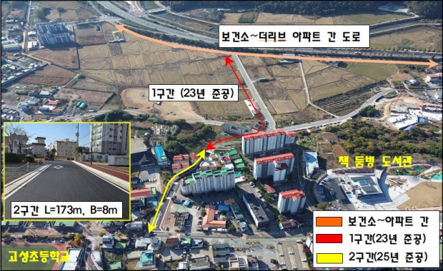 경남고성군, 도로 개설로 상습 정체와 이동 동선 불편이 지속되던 천리교 주변의 교통 흐름이 크게 개선될 전망된다/고성군
