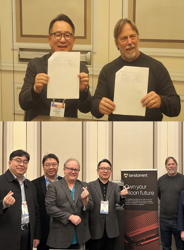 위에서 왼쪽) 코아시아세미 신동수 대표이사, 오른쪽) 텐스토렌트 짐 켈러(Jim Keller) CEO (사진=코아시아)