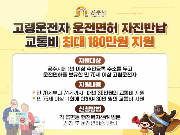 고령운전자 운전면허 반납 교통비 지원