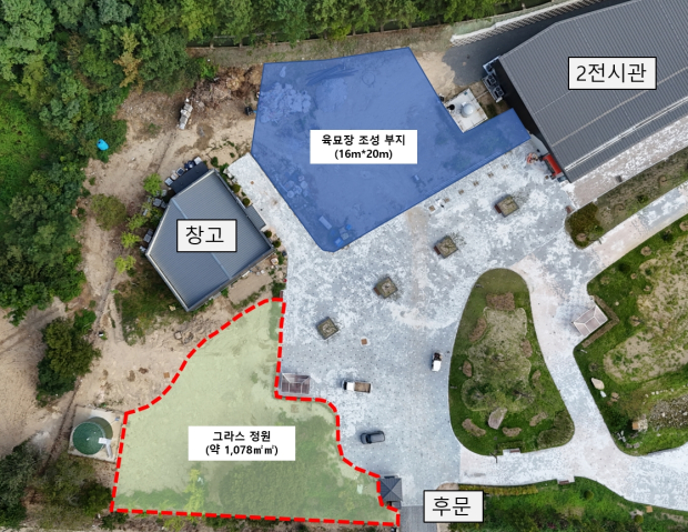 라원 창고 주변 유휴공간에 조성 예정인 그라스정원 대상지 위치도