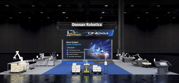 6월 22일 ~ 25일(현지시간), 미국 시카고에서 열리는 ‘오토메이트(Automate) 2026)에 참가하는 두산로보틱스 부스 랜더링 이미지.