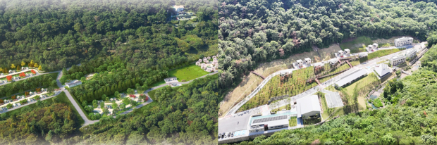 상동 숲속야영장 조감도(왼쪽), 국립 김해숲체원 전경(오른쪽)/김해시 제공